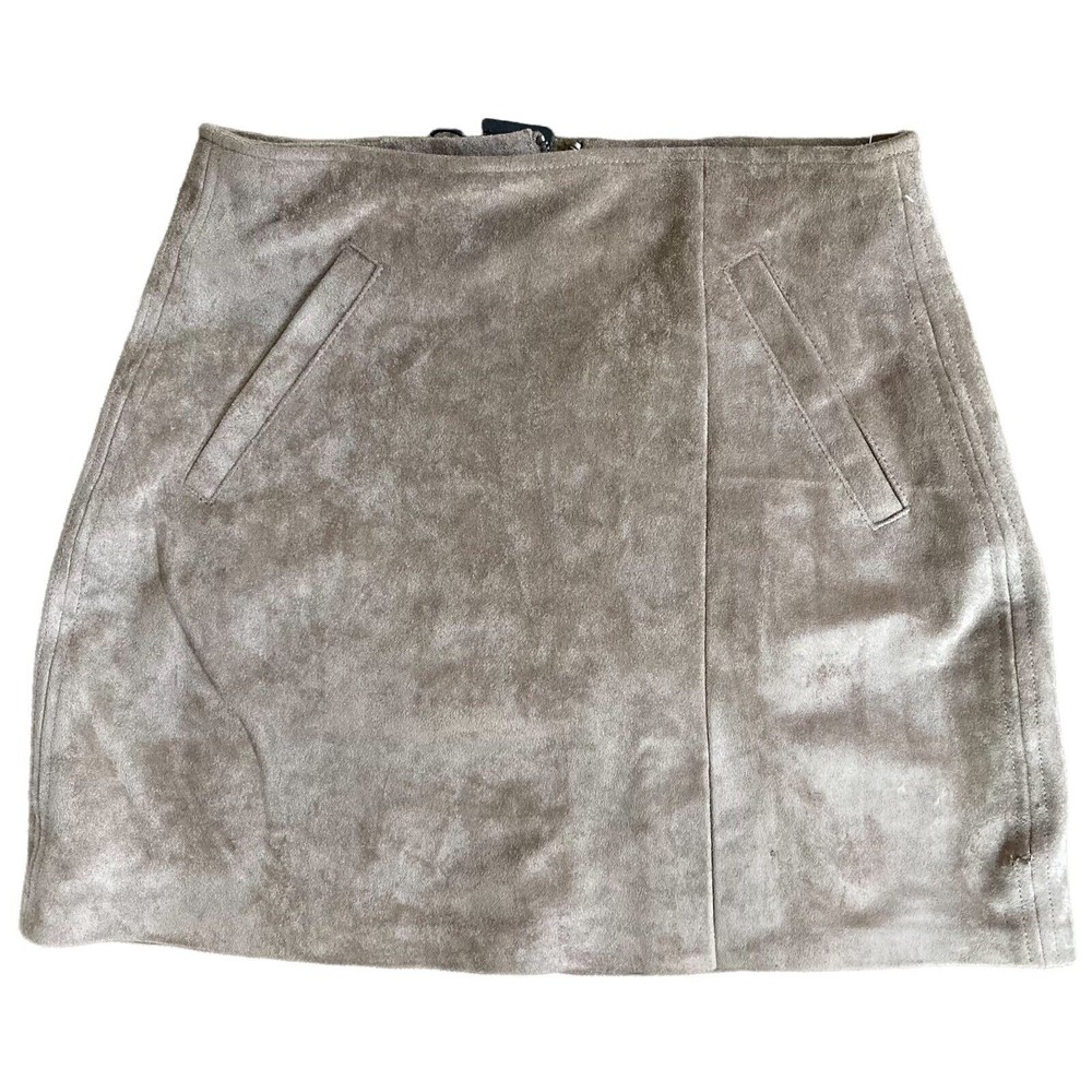 BLANK NYC Women's Size 24 Tan Beige Faux Suede Leather Slit Mini Skirt Defect - Picture 1 of 7